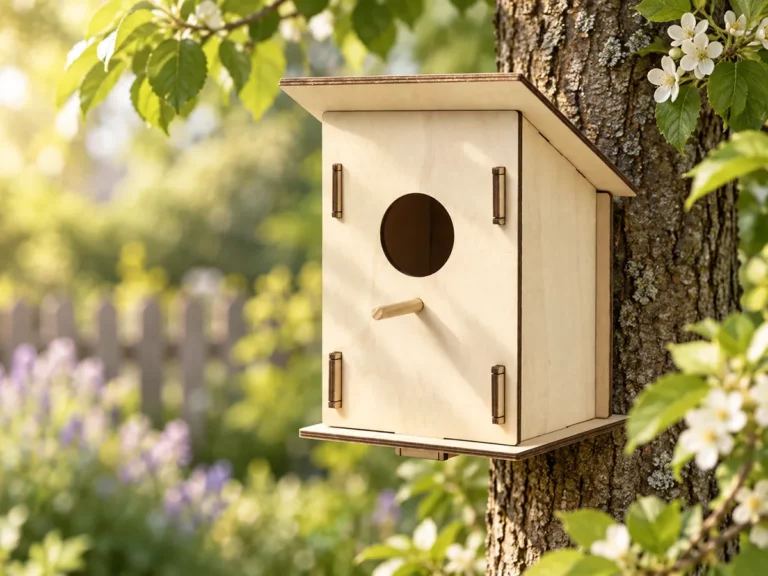 Casita de madera para pájaros para colorear, regalo solidario