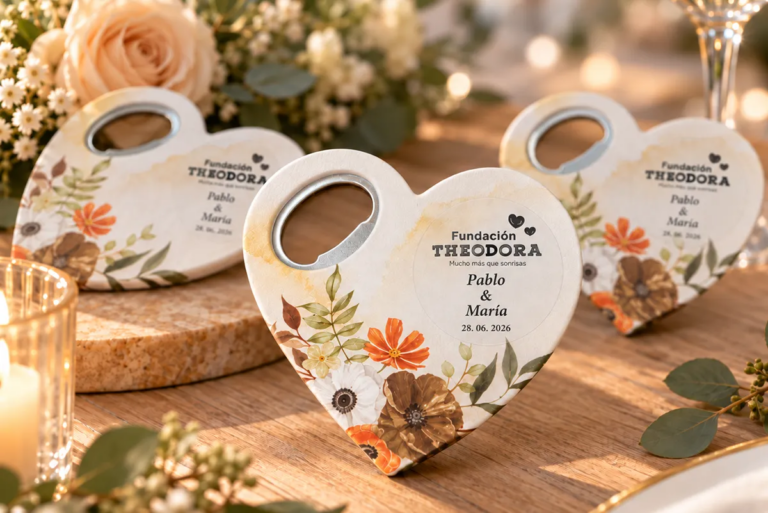 Abrebotellas con forma de corazón, regalo solidario de la Fundación Theodora